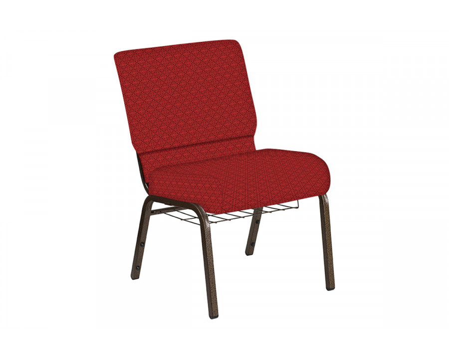 BLNK Church Chair in Abbey with Gold Vein Frame - Red, 21"W, with Book Rack