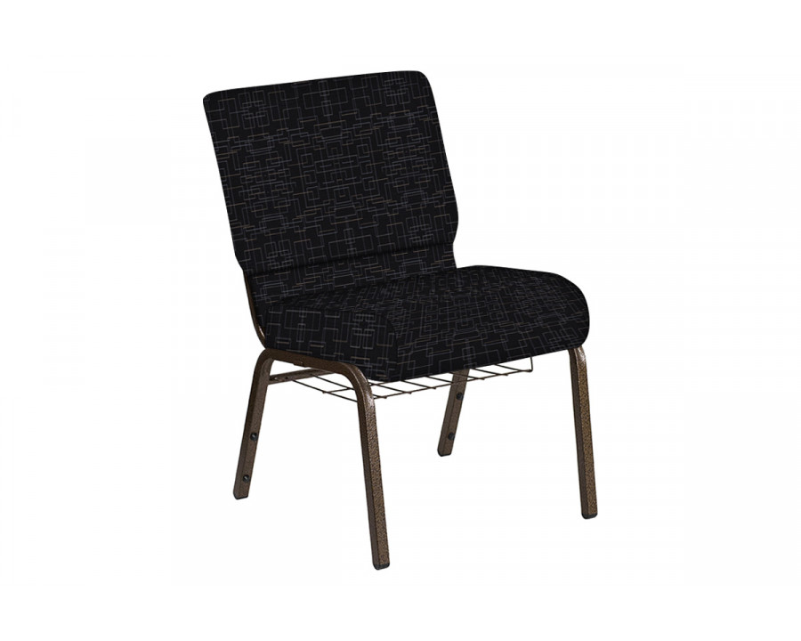 BLNK Church Chair in Amaze with Gold Vein Frame - Ebony, 21"W, with Book Rack