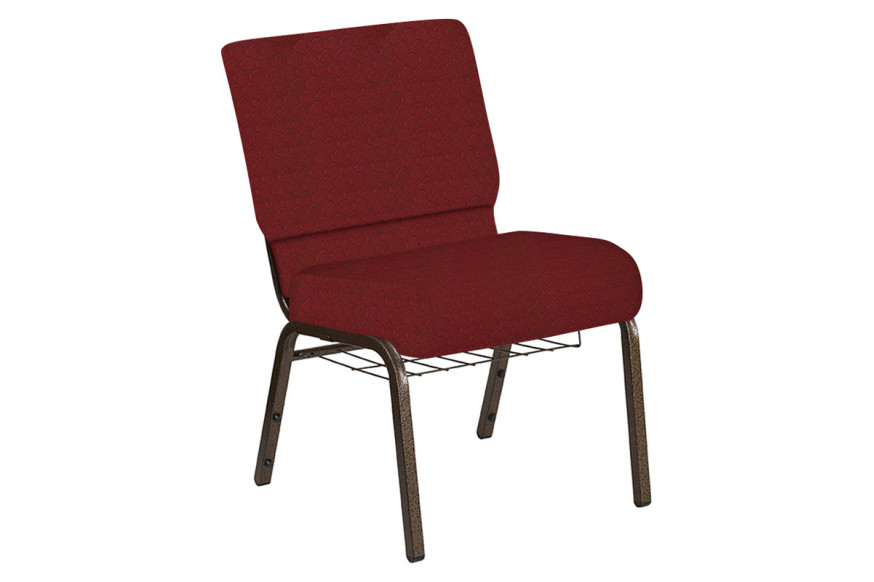 BLNK™ Church Chair in Arches with Gold Vein Frame - Burgundy, 21"W, with Book Rack