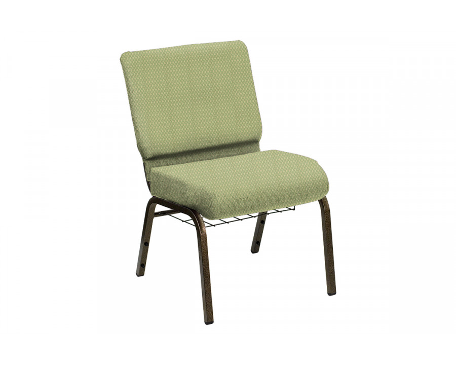 BLNK HERCULES Series Church Chair in Bedford with Gold Vein Frame - Alfalfa, 21"W, with Book Rack