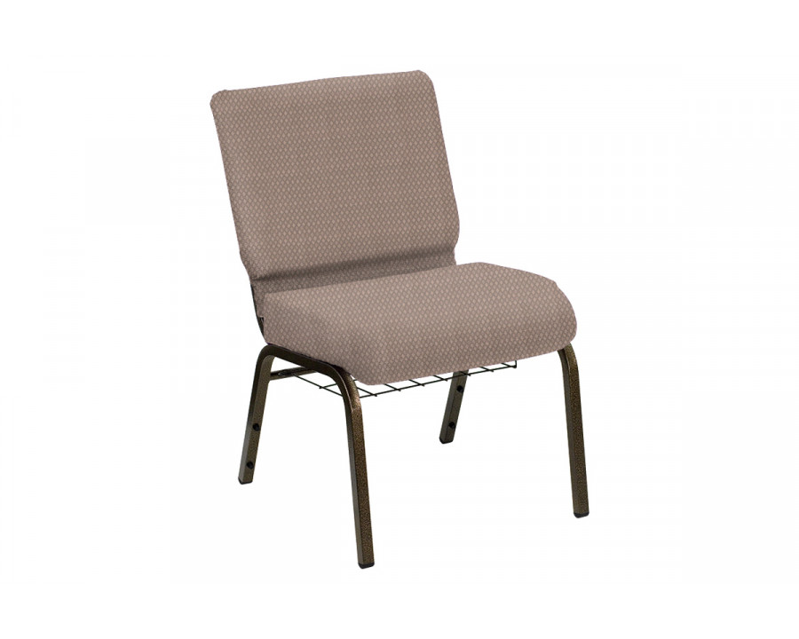 BLNK HERCULES Series Church Chair in Bedford with Gold Vein Frame - Dune, 21"W, with Book Rack