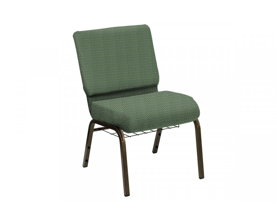 BLNK HERCULES Series Church Chair in Bedford with Gold Vein Frame - Lawn, 21"W, with Book Rack