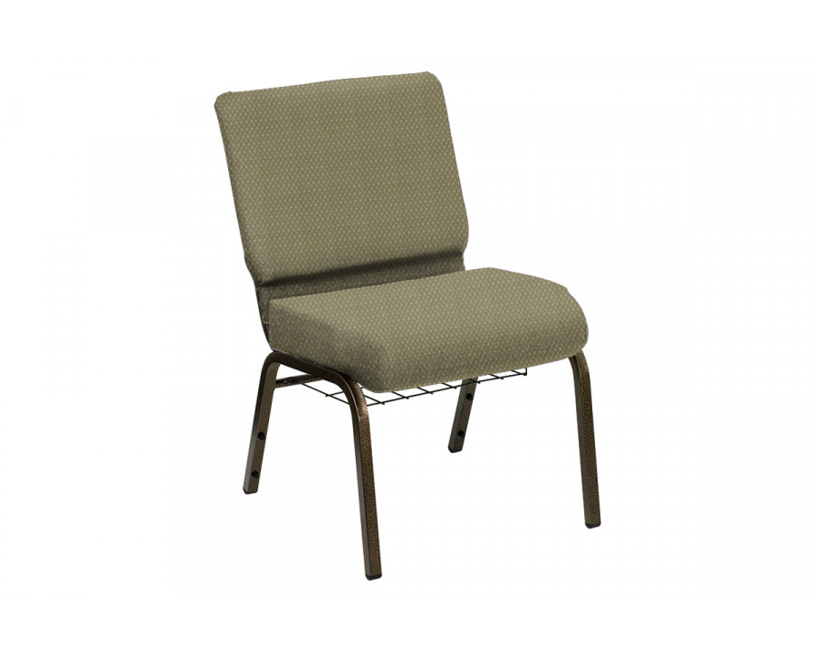 BLNK HERCULES Series Church Chair in Bedford with Gold Vein Frame - Olivette, 21"W, with Book Rack