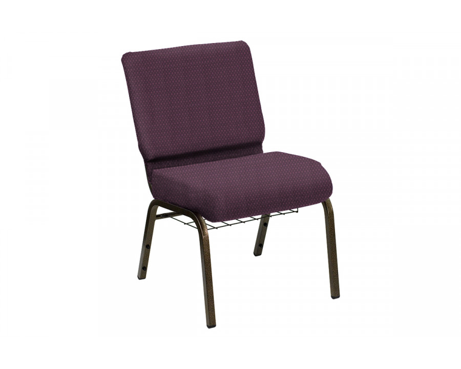 BLNK HERCULES Series Church Chair in Bedford with Gold Vein Frame - Welch, 21"W, with Book Rack