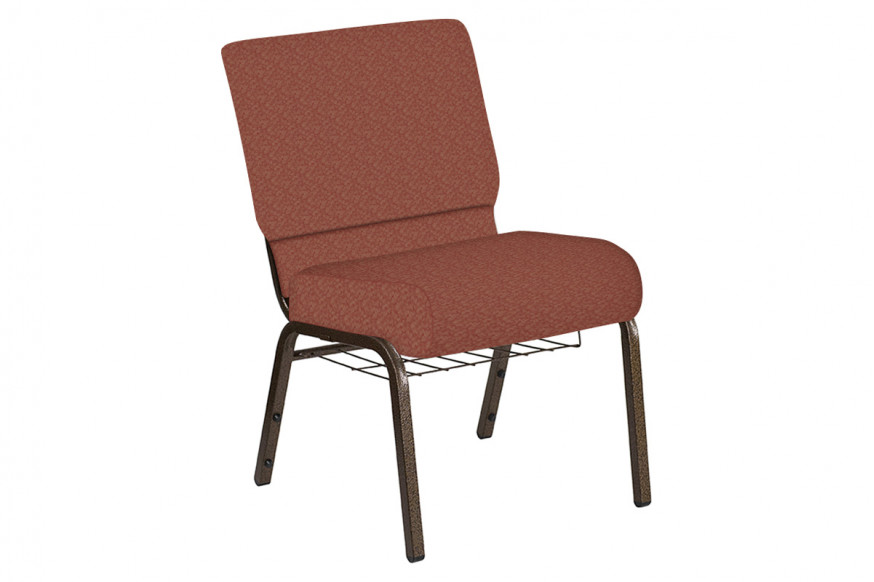 BLNK™ Church Chair in Bonaire with Gold Vein Frame - Chili, 21"W, with Book Rack