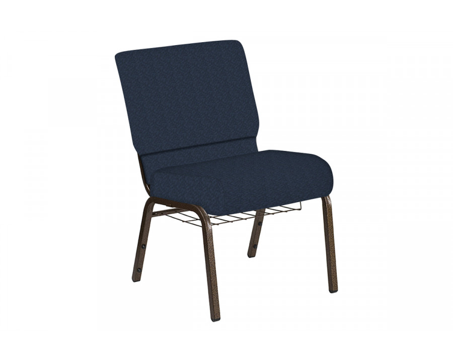 BLNK Church Chair in Bonaire with Gold Vein Frame - Navy, 21"W, with Book Rack