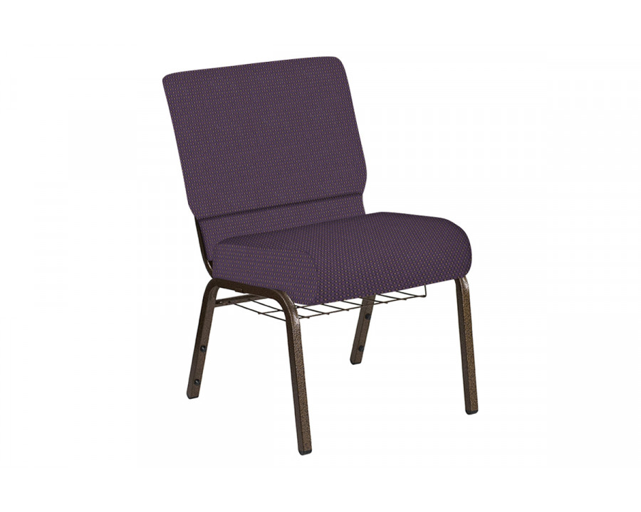 BLNK Church Chair in Canterbury with Gold Vein Frame - Purple, 21"W, with Book Rack