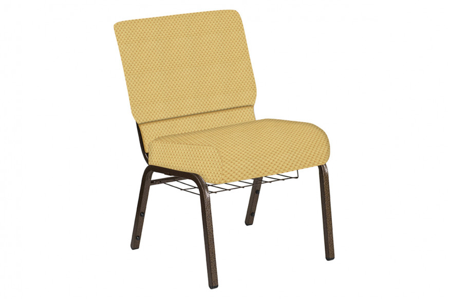 BLNK™ Church Chair in Canterbury with Gold Vein Frame - Taupe, 21"W, with Book Rack