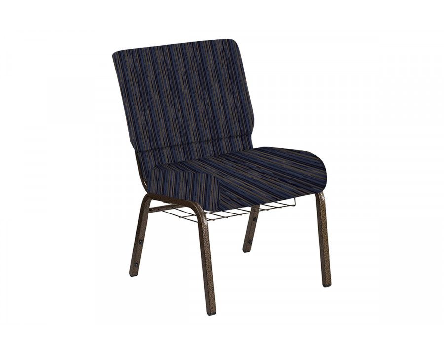 BLNK Church Chair in Canyon with Gold Vein Frame - Tartan Blue, 21"W, with Book Rack