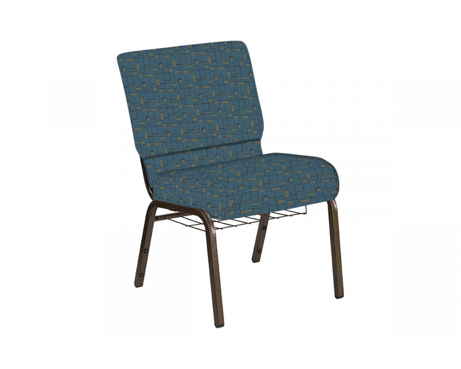 BLNK Church Chair in Circuit with Gold Vein Frame - Bay, 21"W, with Book Rack