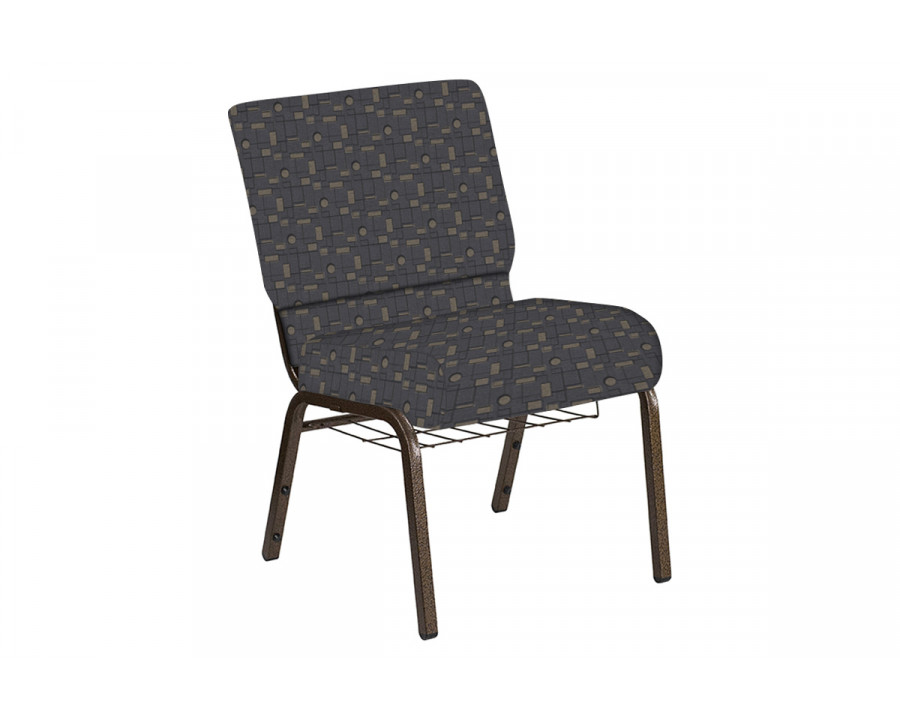 BLNK Church Chair in Circuit with Gold Vein Frame - Gray, 21"W, with Book Rack