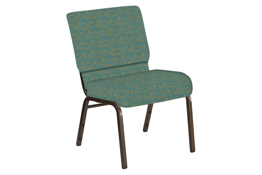 BLNK™ Church Chair in Circuit with Gold Vein Frame - Turquoise, 21"W