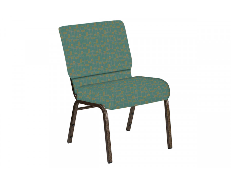 BLNK Church Chair in Circuit with Gold Vein Frame - Turquoise, 21"W