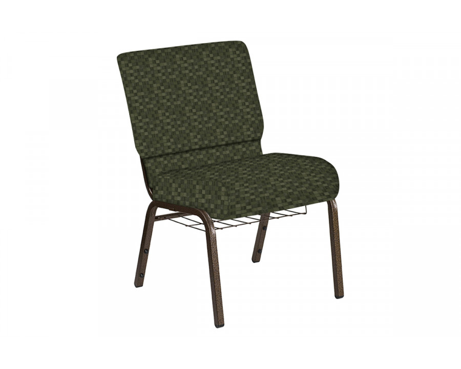 BLNK Church Chair in Empire with Gold Vein Frame - Fern, 21"W, with Book Rack