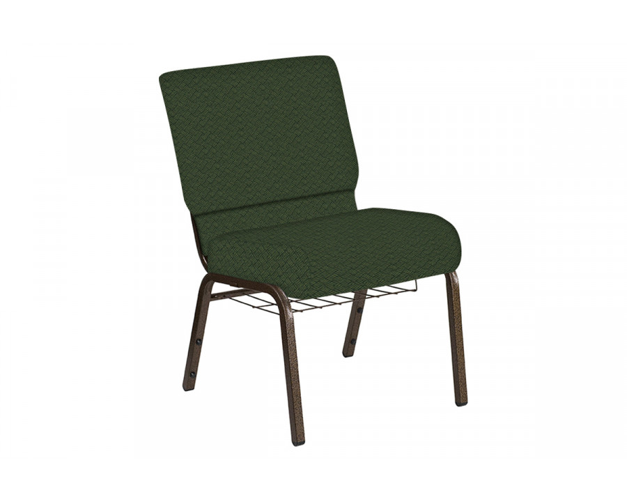 BLNK Church Chair in Fiji with Gold Vein Frame - Emerald, 21"W, with Book Rack