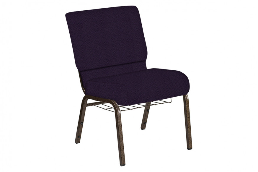 BLNK™ Church Chair in Fiji with Gold Vein Frame - Plum, 21"W, with Book Rack