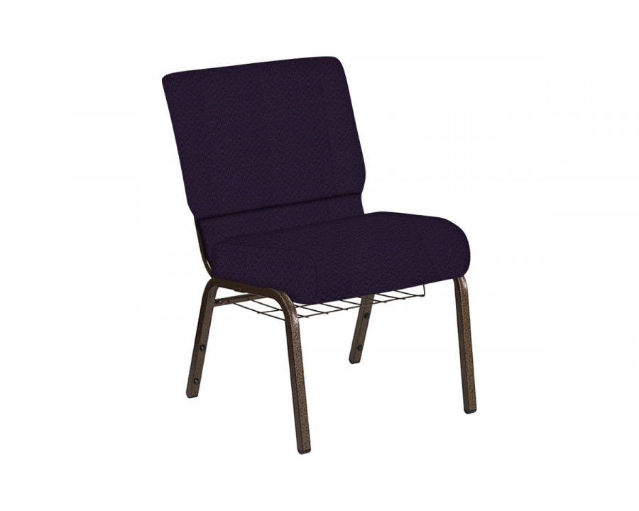 BLNK Church Chair in Fiji with Gold Vein Frame - Plum, 21"W, with Book Rack