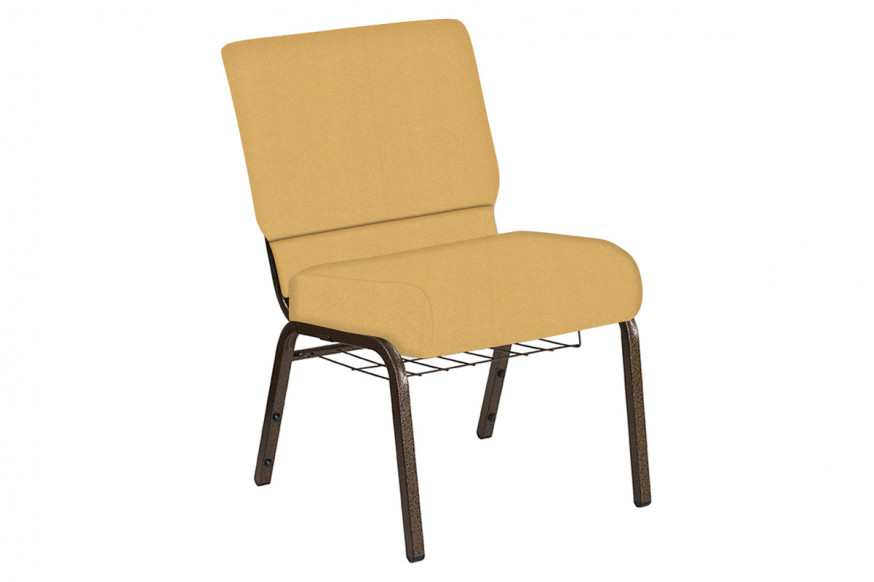 BLNK™ Church Chair in Fiji with Gold Vein Frame - Sunshine, 21"W, with Book Rack