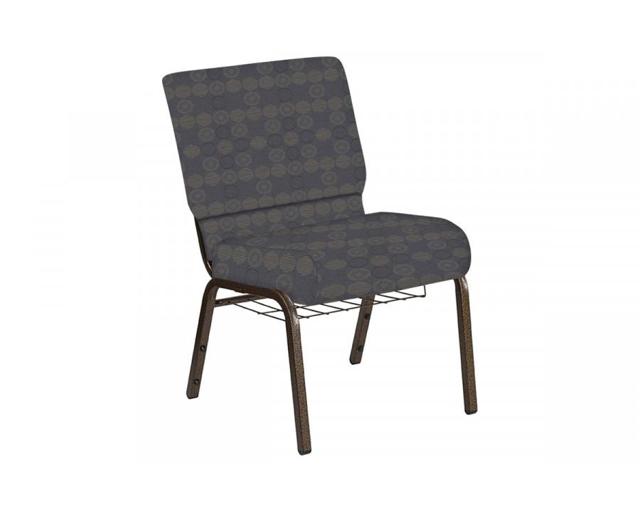 BLNK Church Chair in Galaxy with Gold Vein Frame - Steel, 21"W, with Book Rack