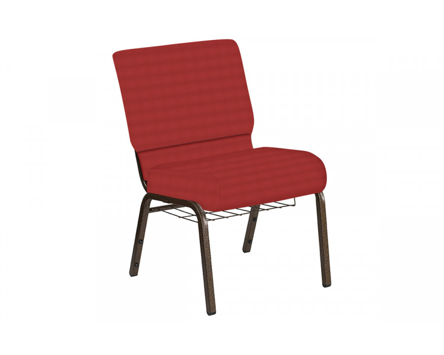 BLNK Church Chair in Harmony with Gold Vein Frame - Red, 21"W, with Book Rack