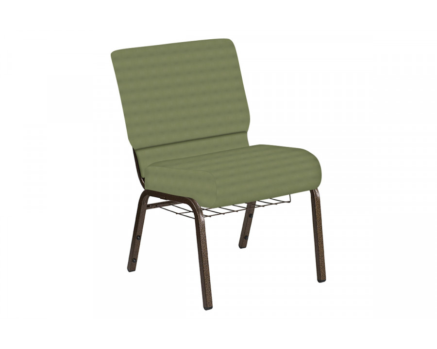 BLNK Church Chair in Harmony with Gold Vein Frame - Sea Green, 21"W, with Book Rack