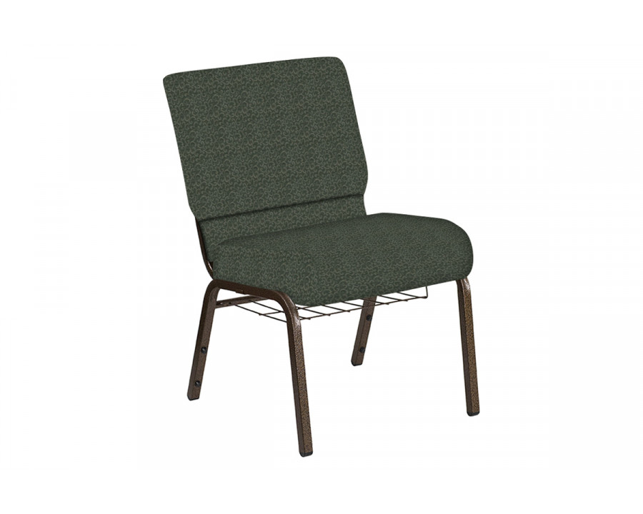 BLNK Church Chair in Lancaster with Gold Vein Frame - Green Moss, 21"W, with Book Rack