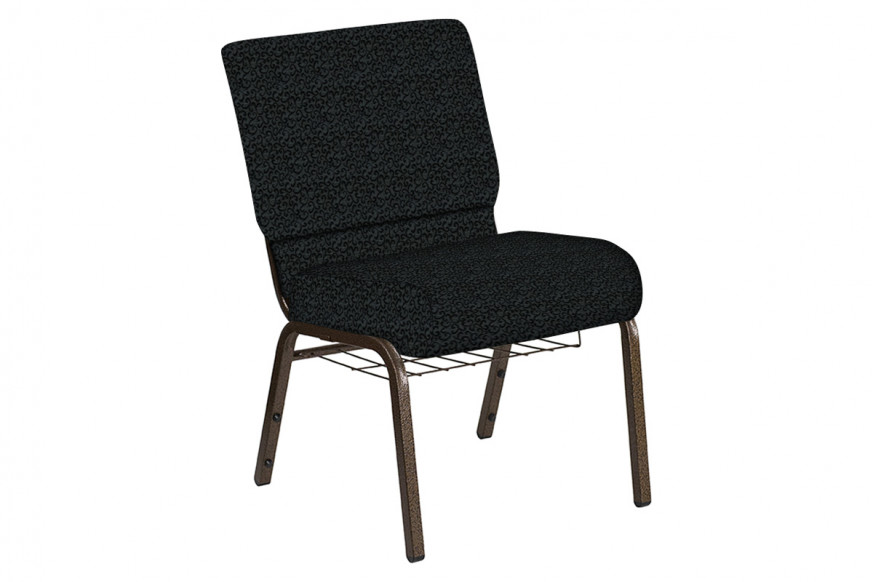 BLNK™ Church Chair in Lancaster with Gold Vein Frame - Pewter, 21"W, with Book Rack