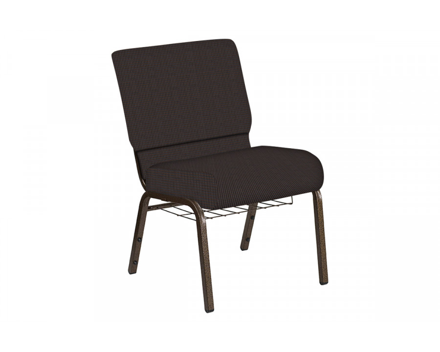 BLNK Church Chair in Mainframe with Gold Vein Frame - Mocha, 21"W, with Book Rack