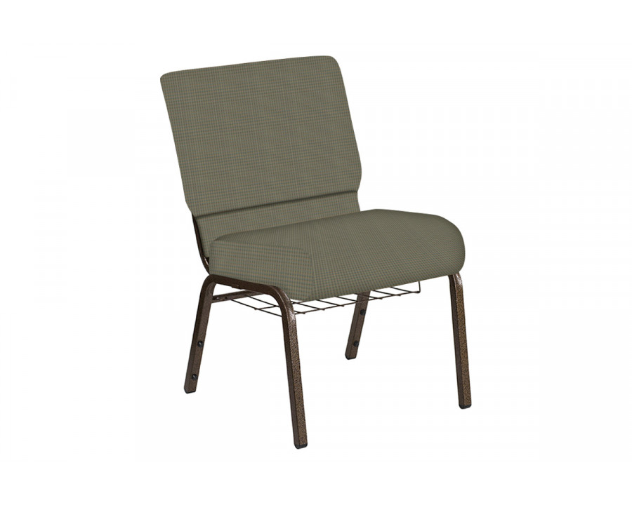 BLNK Church Chair in Mainframe with Gold Vein Frame - Pebble, 21"W, with Book Rack