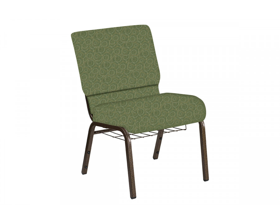 BLNK Church Chair in Martini with Gold Vein Frame - Olive, 21"W, with Book Rack