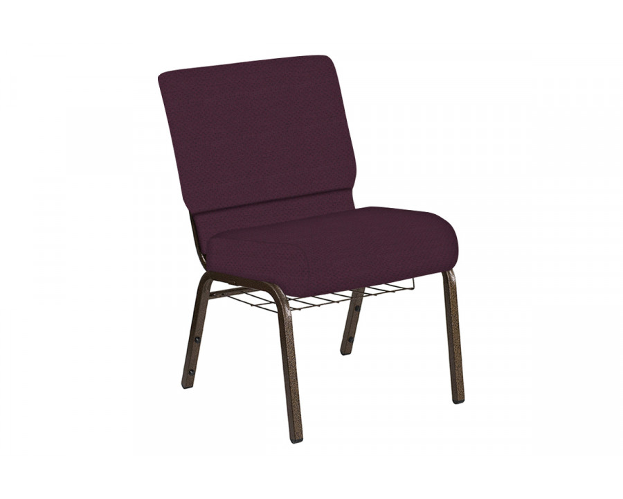 BLNK Church Chair in Neptune with Gold Vein Frame - Aubergine, 21"W, with Book Rack