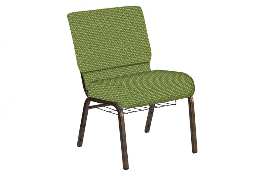 BLNK™ Church Chair in Optik with Gold Vein Frame - Olive, 21"W, with Book Rack