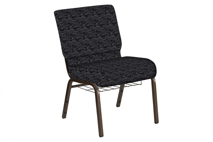 BLNK™ Church Chair in Perplex with Gold Vein Frame - Ebony, 21"W, with Book Rack