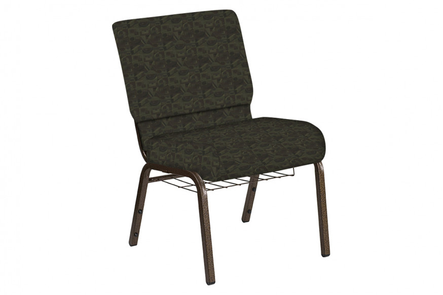 BLNK™ Church Chair in Perplex with Gold Vein Frame - Mint Chocolate, 21"W, with Book Rack