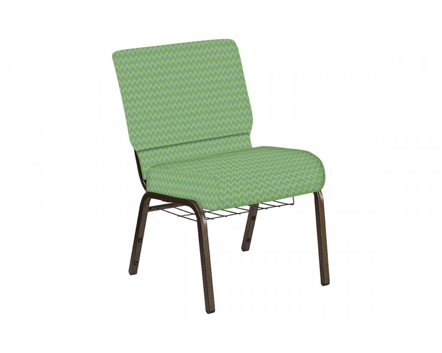 BLNK Church Chair in Rapture with Gold Vein Frame - Lime, 21"W, with Book Rack