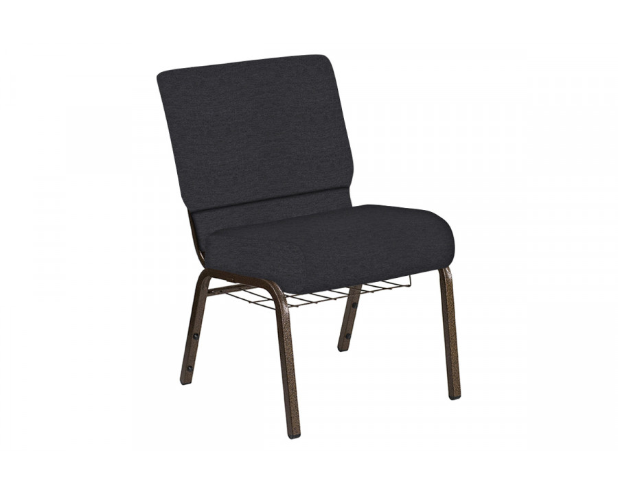 BLNK Church Chair in Ravine with Gold Vein Frame - Ebony, 21"W, with Book Rack