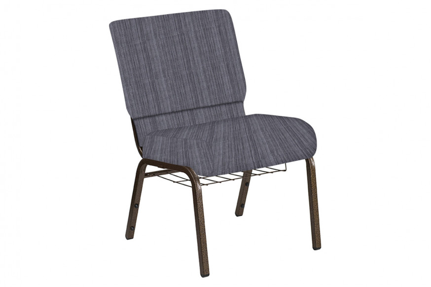 BLNK™ Church Chair in Sammie Joe with Gold Vein Frame - Pewter, 21"W, with Book Rack