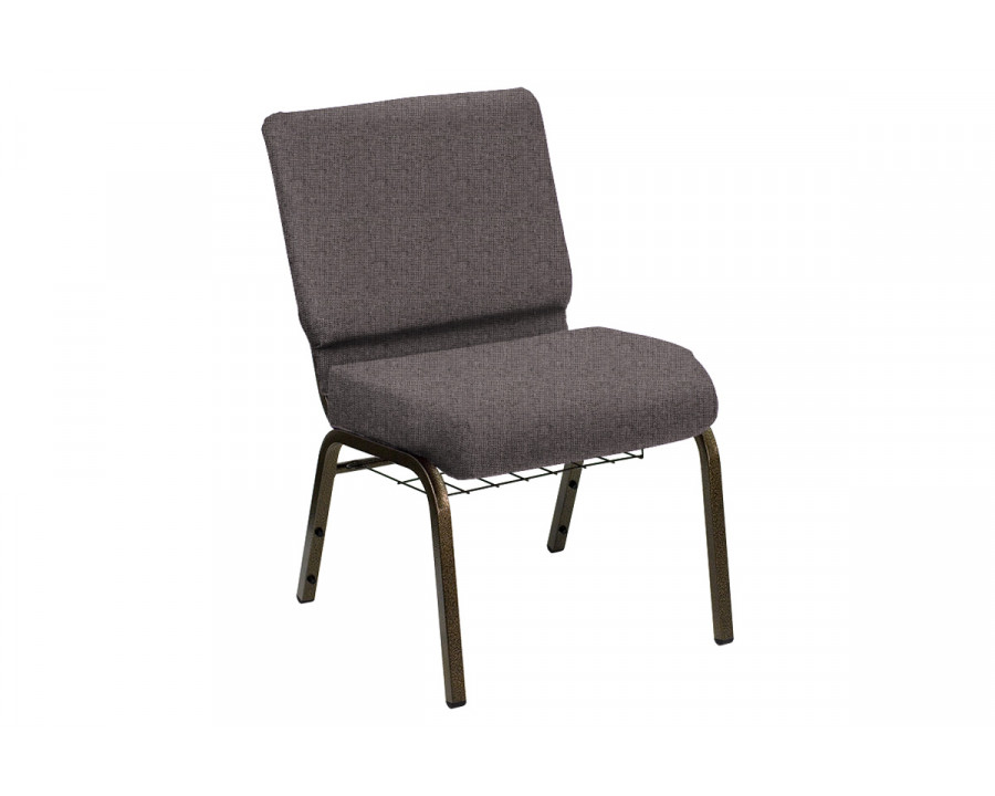 BLNK HERCULES Series Church Chair in Sherpa with Gold Vein Frame - Gray Heather, 21"W, with Book Rack