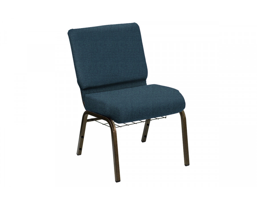 BLNK HERCULES Series Church Chair in Sherpa with Gold Vein Frame - Ivy League, 21"W, with Book Rack