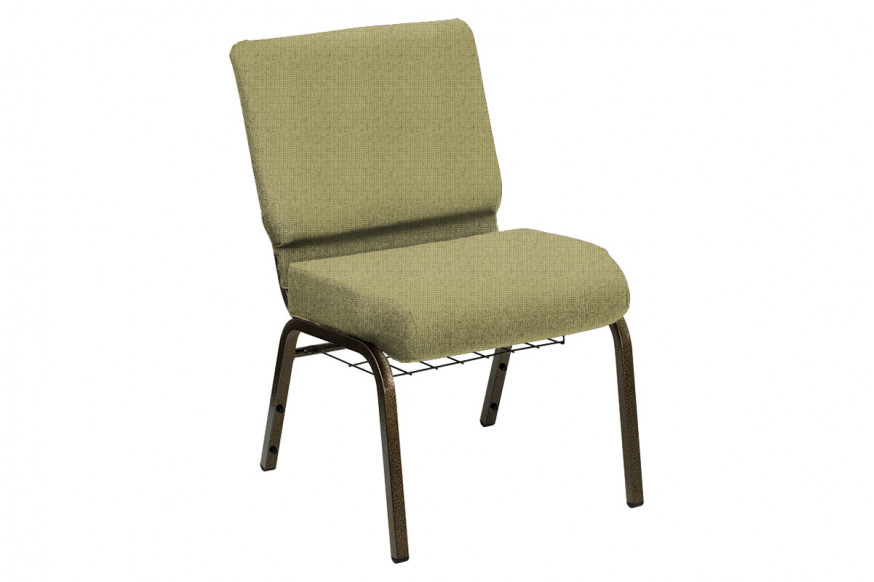 BLNK™ HERCULES Series Church Chair in Sherpa with Gold Vein Frame - Leap Frog, 21"W, with Book Rack