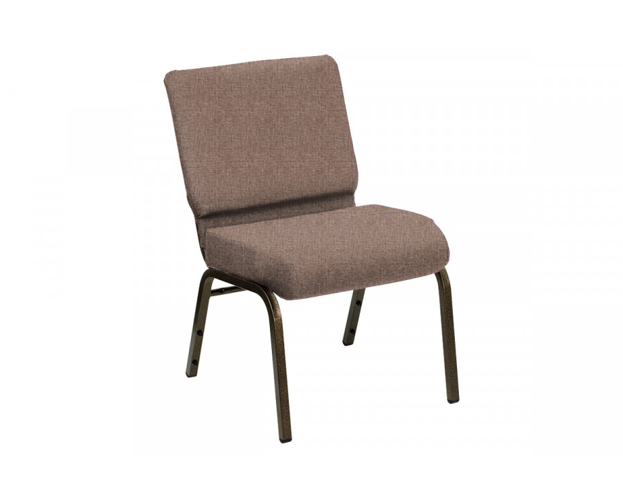 BLNK HERCULES Series Church Chair in Sherpa with Gold Vein Frame - Mocha, 21"W