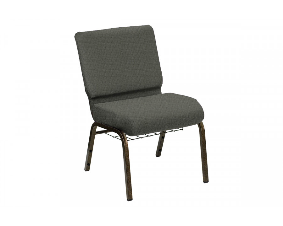 BLNK HERCULES Series Church Chair in Sherpa with Gold Vein Frame - Moss, 21"W, with Book Rack