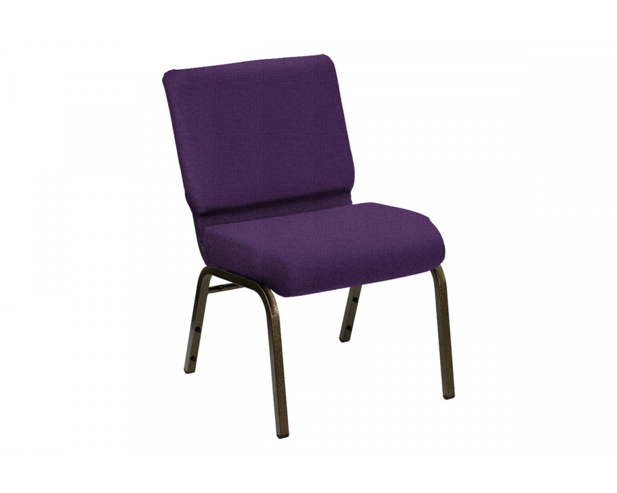 BLNK HERCULES Series Church Chair in Sherpa with Gold Vein Frame - Purple Velvet, 21"W