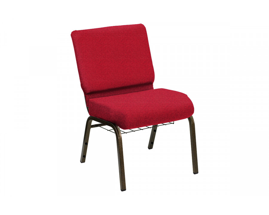 BLNK HERCULES Series Church Chair in Sherpa with Gold Vein Frame - Scarlet, 21"W, with Book Rack