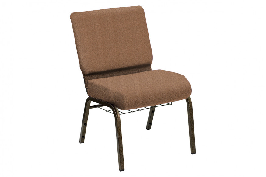 BLNK™ HERCULES Series Church Chair in Shire with Gold Vein Frame - Acorn, 21"W, with Book Rack