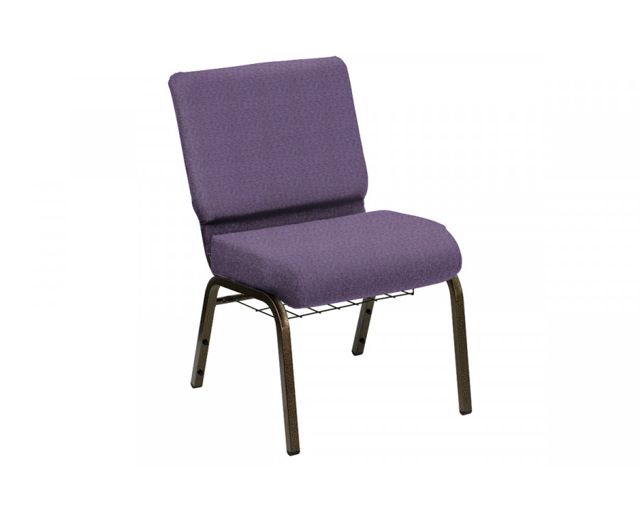 BLNK HERCULES Series Church Chair in Shire with Gold Vein Frame - Gray Lilac, 21"W, with Book Rack