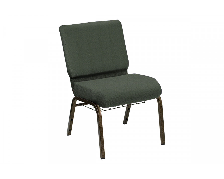 BLNK HERCULES Series Church Chair in Shire with Gold Vein Frame - Pesto, 21"W, with Book Rack