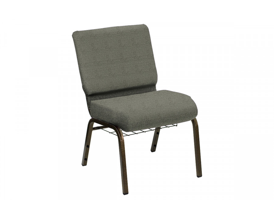 BLNK HERCULES Series Church Chair in Shire with Gold Vein Frame - Sage, 21"W, with Book Rack