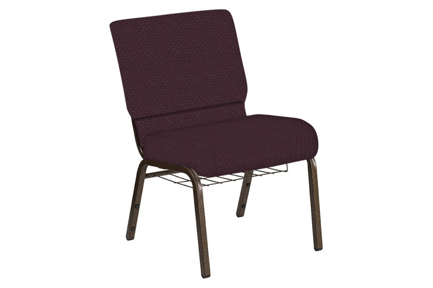 BLNK™ Church Chair in Venus with Gold Vein Frame - Aubergine, 21"W, with Book Rack