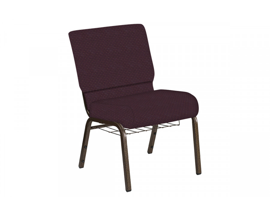 BLNK Church Chair in Venus with Gold Vein Frame - Aubergine, 21"W, with Book Rack